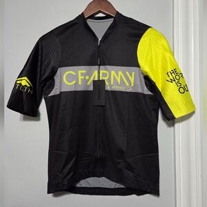 NEW Crit Fit CF Army Stealth Full Zip Black Yellow Cycling Jersey Men's Large